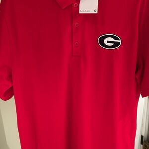 Red Polo Nike Shirt with Dos XX Logo and Georgia Bulldogs